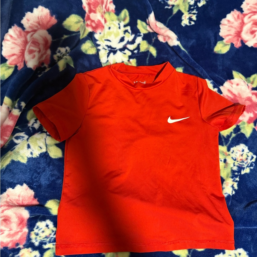 Cat & Jack Red Short Sleeve Tee with White Nike Swoosh